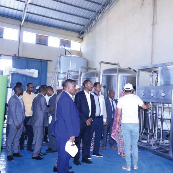 El Ministro de Comercio e Industria de Etiopía y representantes de King Machine Company debaten juntos sobre la tecnología de las fábricas de agua embotellada