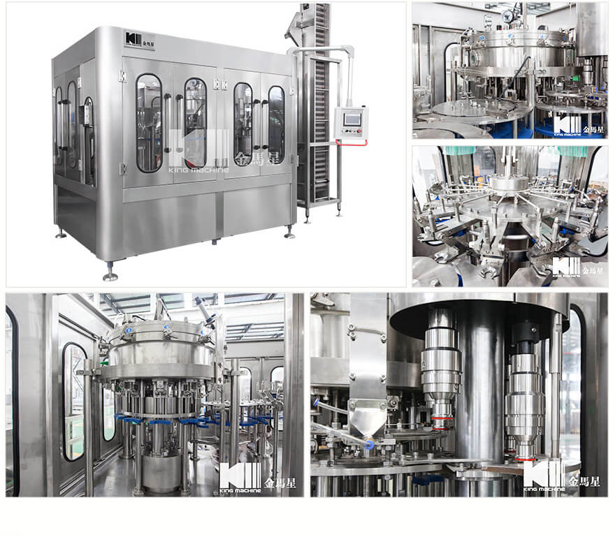 Machine de remplissage de boissons gazeuses 4000BPH 3 en 1 pour eau  aromatisée de boissons gazeuses